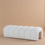 Graciell White Boucle Bench