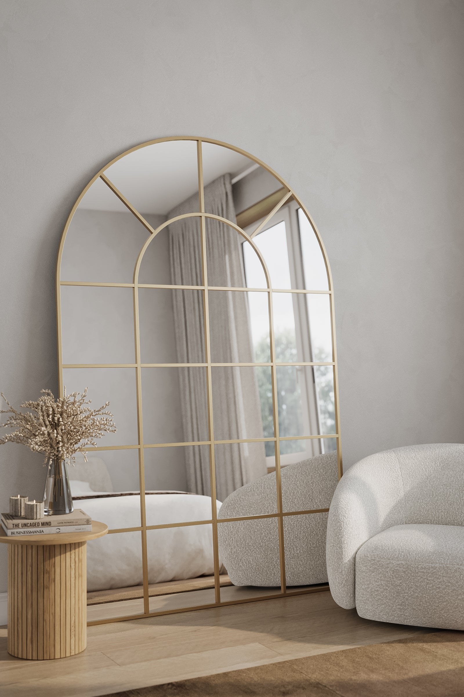 Astrid XL Gold Window Arch Full Length Mirror (210x140 CM) - Image 2