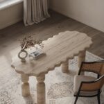 Kisner Beige Travertine Desk