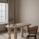 Kisner Beige Travertine Desk