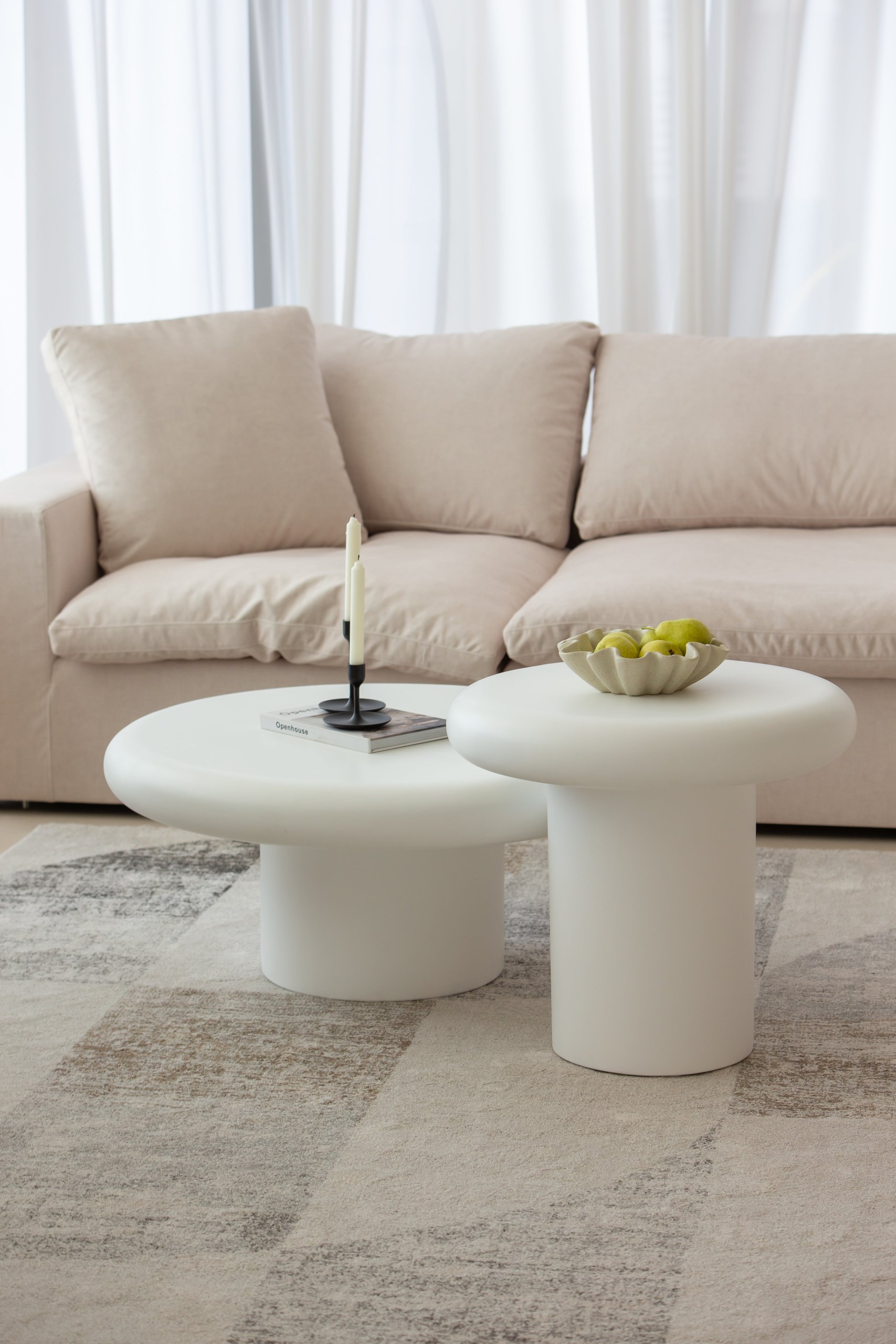 Velia Off White Microconcrete Nesting Coffee Table
