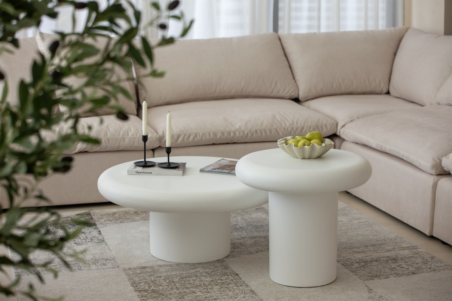 Velia Off White Microconcrete Nesting Coffee Table - Image 8