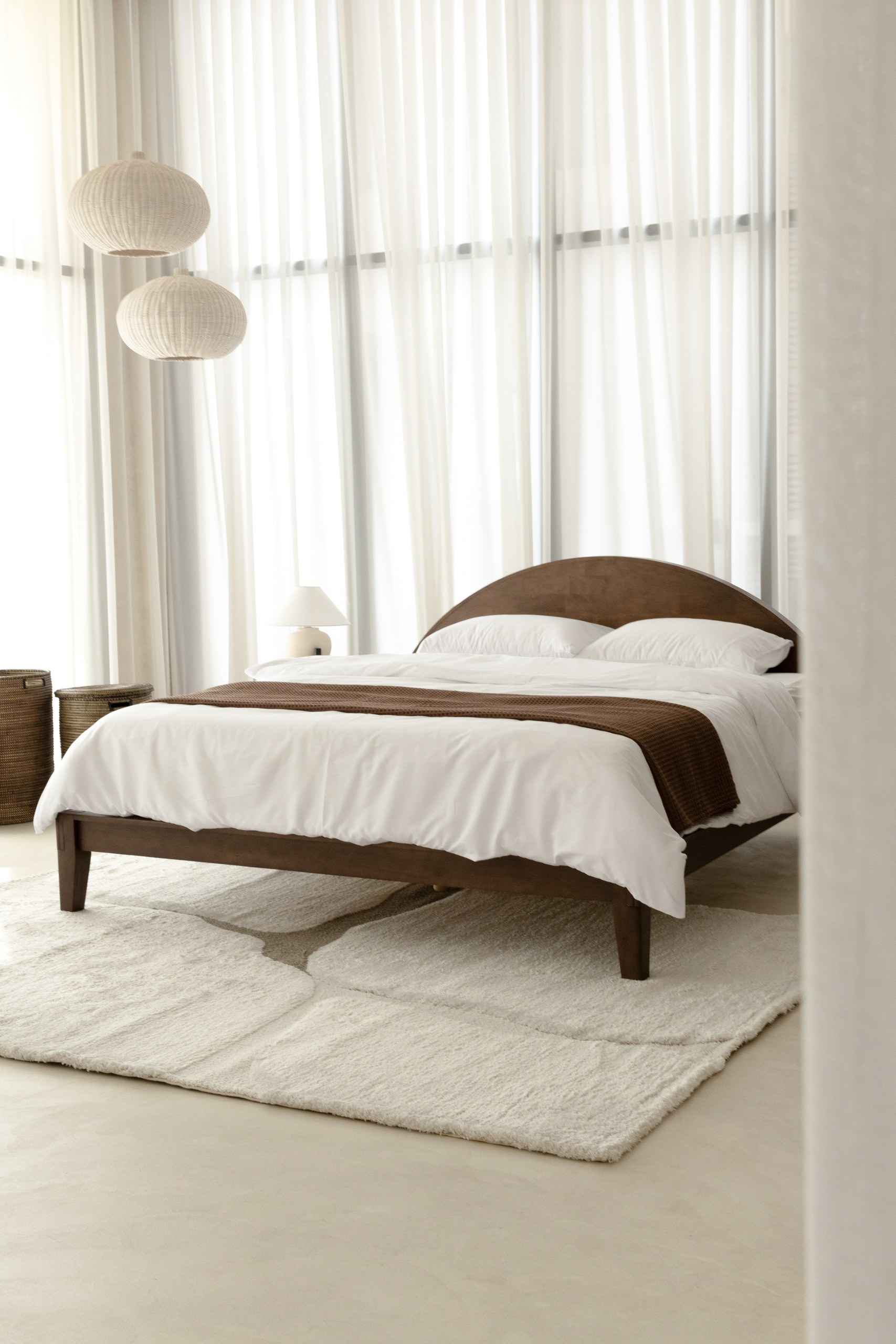 Karen Japanese Joinery Arch Dark Brown Wooden Bed