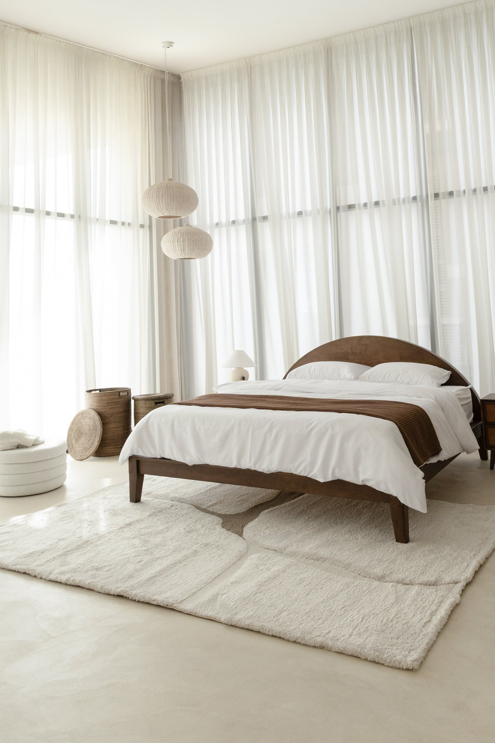 Karen Japanese Joinery Arch Dark Brown Wooden Bed - Image 9