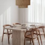 Avencia Travertine Finish Porcelain Dining Table