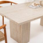 Avencia Travertine Finish Porcelain Dining Table
