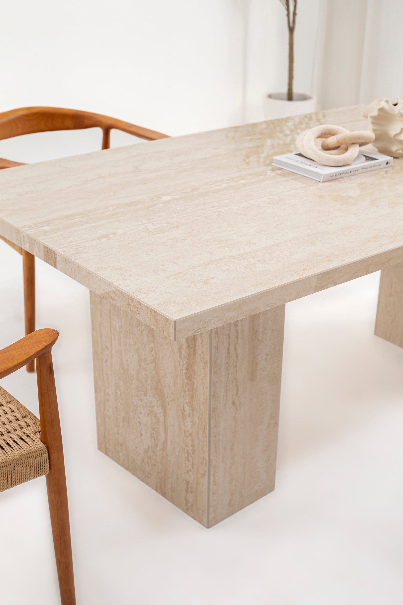 Avencia Travertine Finish Porcelain Dining Table - Image 3