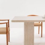 Avencia Travertine Finish Porcelain Dining Table