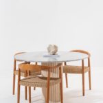 Claire Fior De Pasco Dining Table with Beige Travertine Base