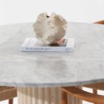 Claire Fior De Pasco Dining Table with Beige Travertine Base