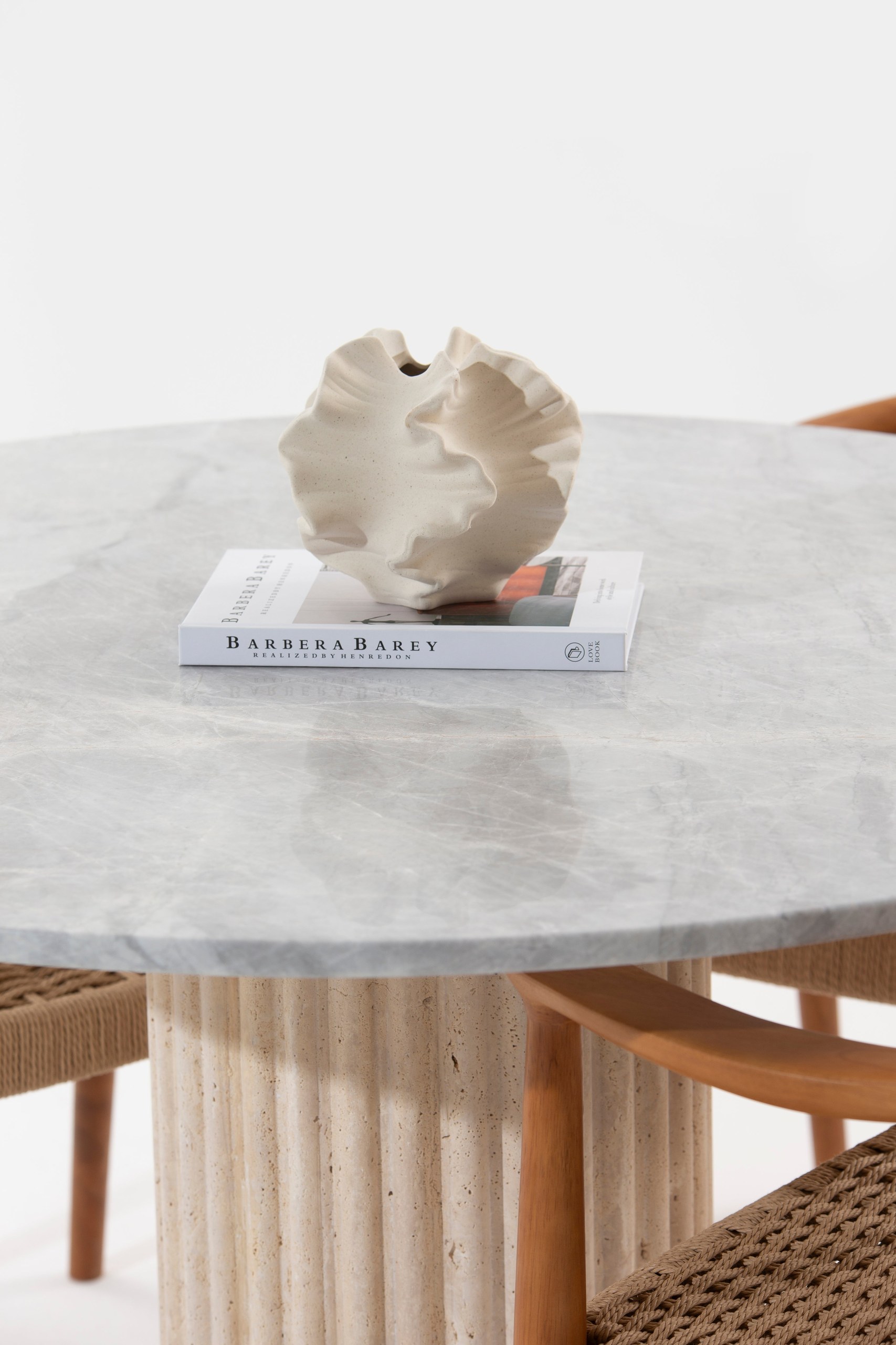 Claire Fior De Pasco Dining Table with Beige Travertine Base - Image 3