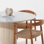 Claire Fior De Pasco Dining Table with Beige Travertine Base