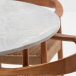 Claire Fior De Pasco Dining Table with Beige Travertine Base