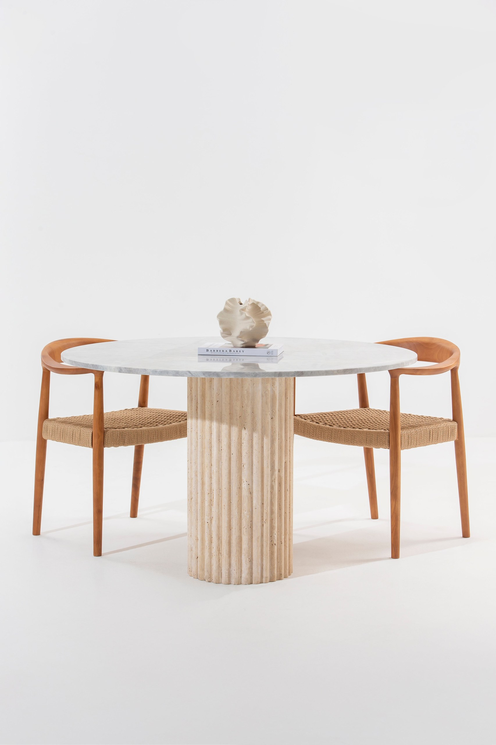 Claire Fior De Pasco Dining Table with Beige Travertine Base - Image 9