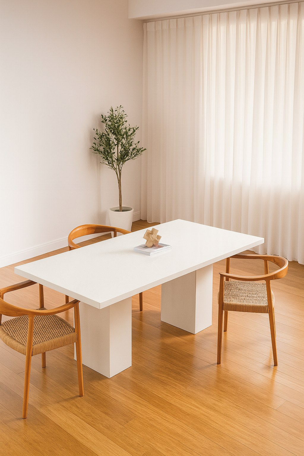 Avencia White Crystal Porcelain Dining Table - Image 3