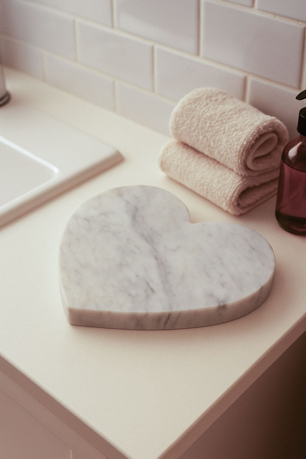 Carmelo Bianco Carrara Heart Stone Tray