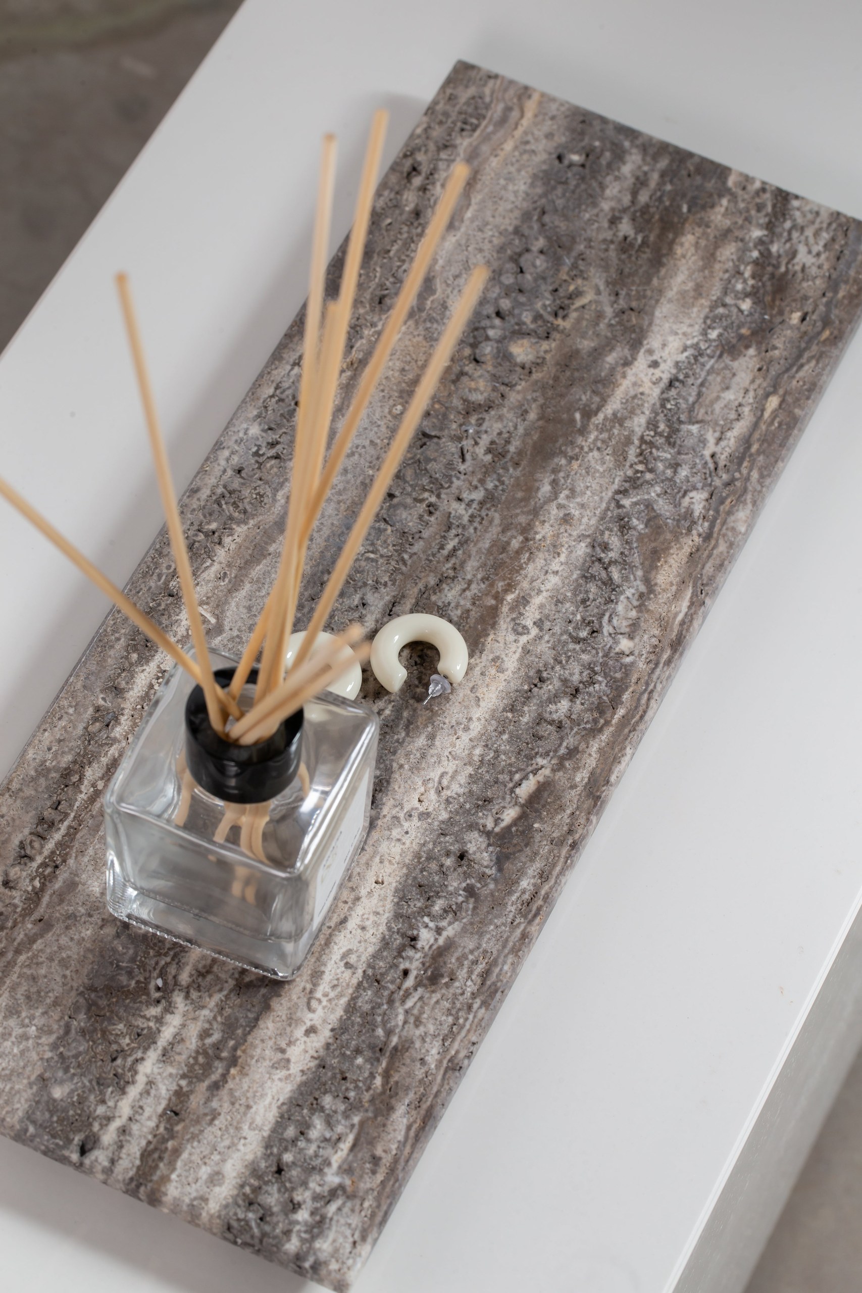 Grey Travertine Rectangular Tray - Image 3