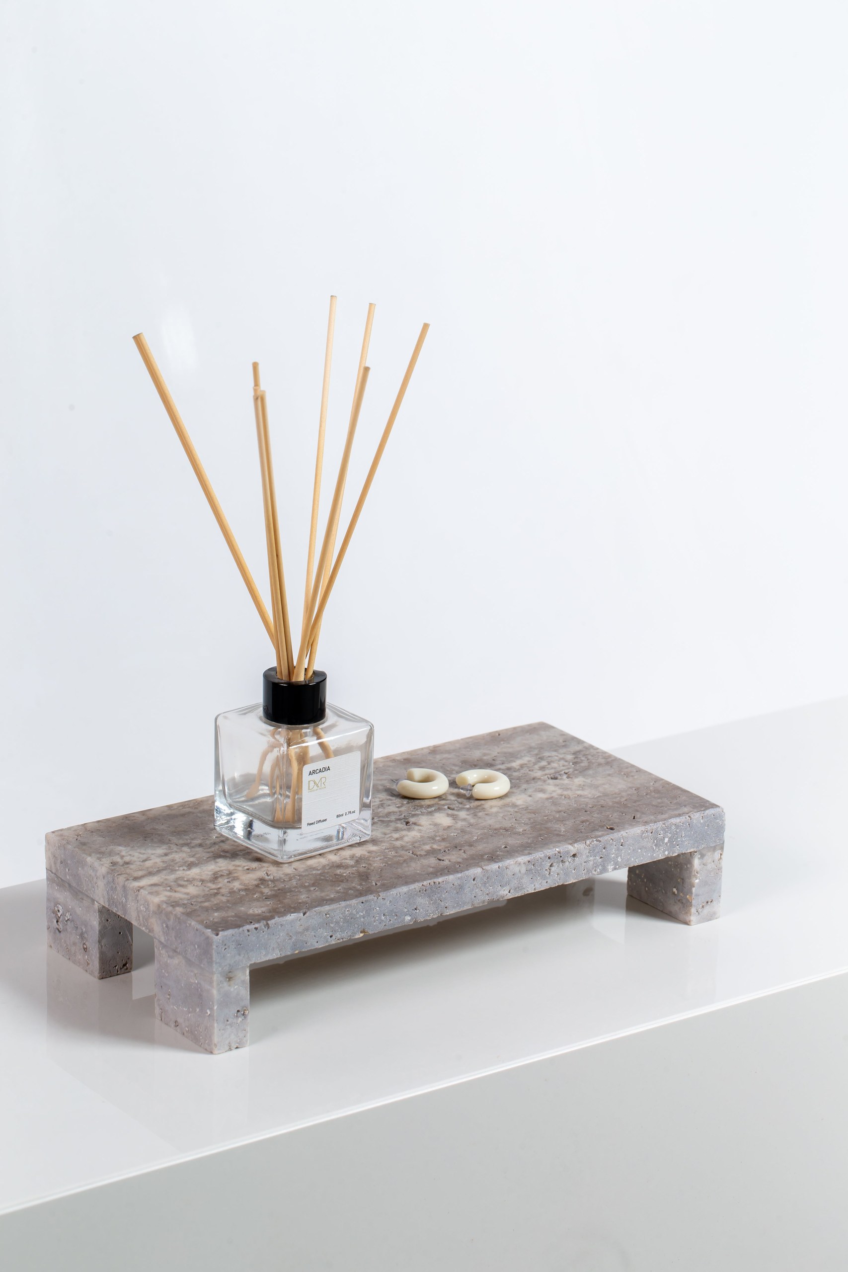 Grey Travertine Tray with Four Legs