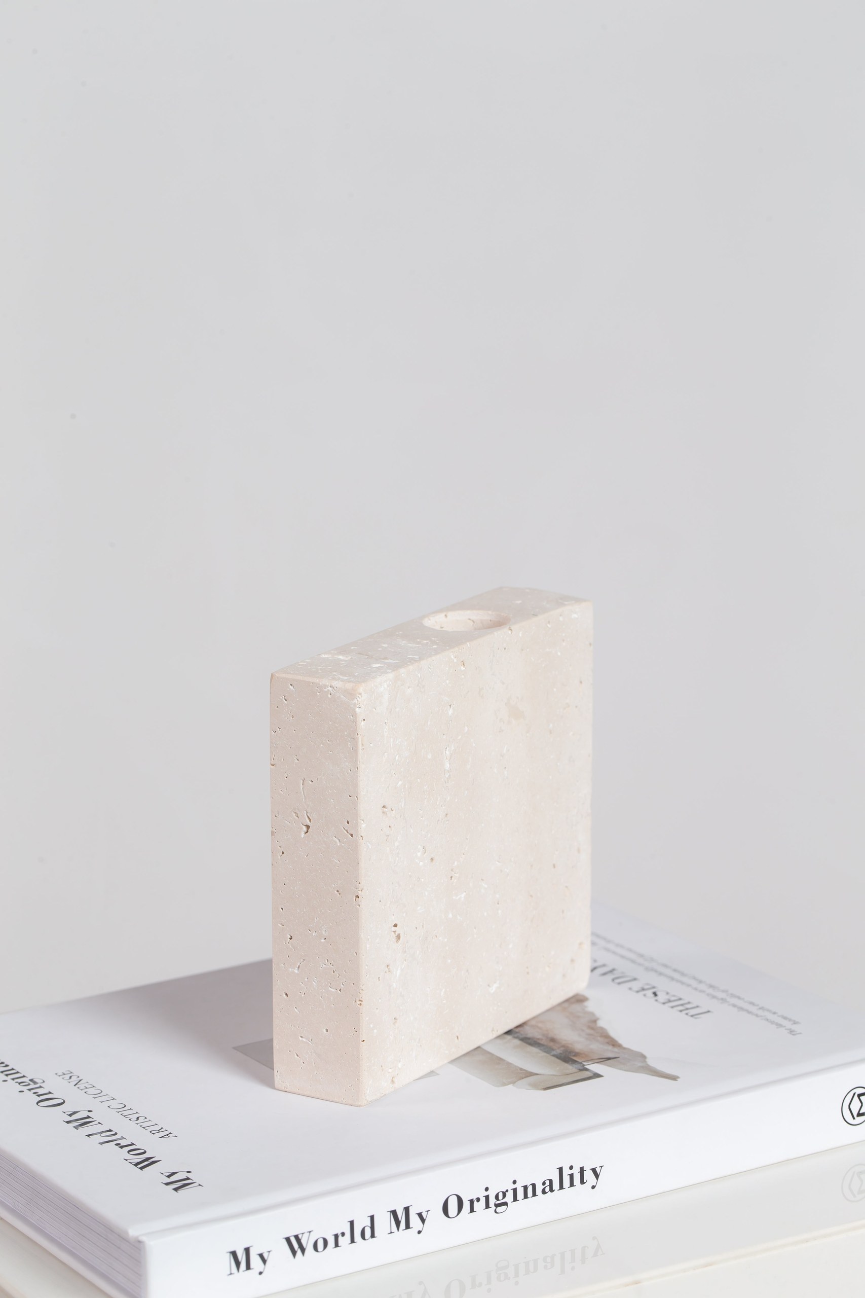 Beige Travertine Candleholders - Image 3