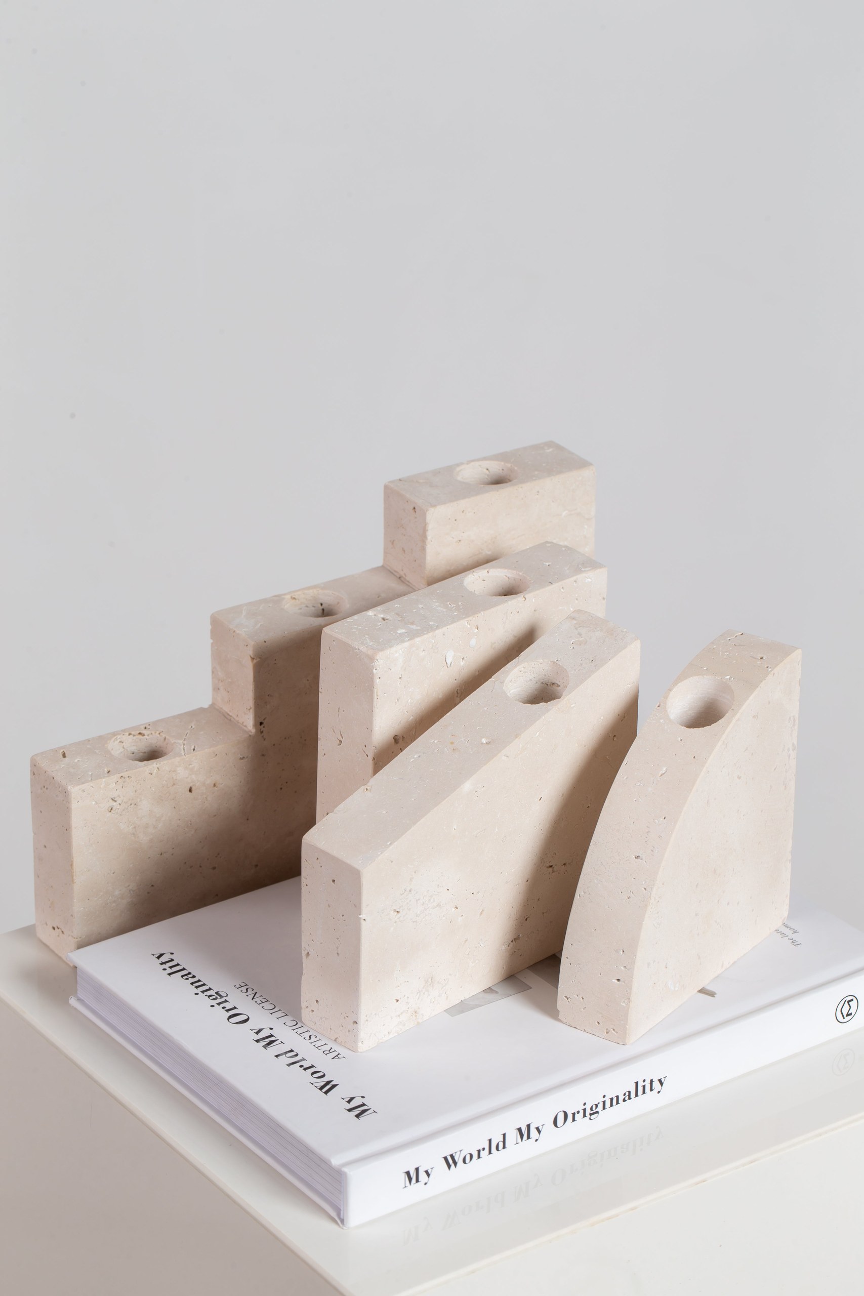Beige Travertine Candleholders - Image 8