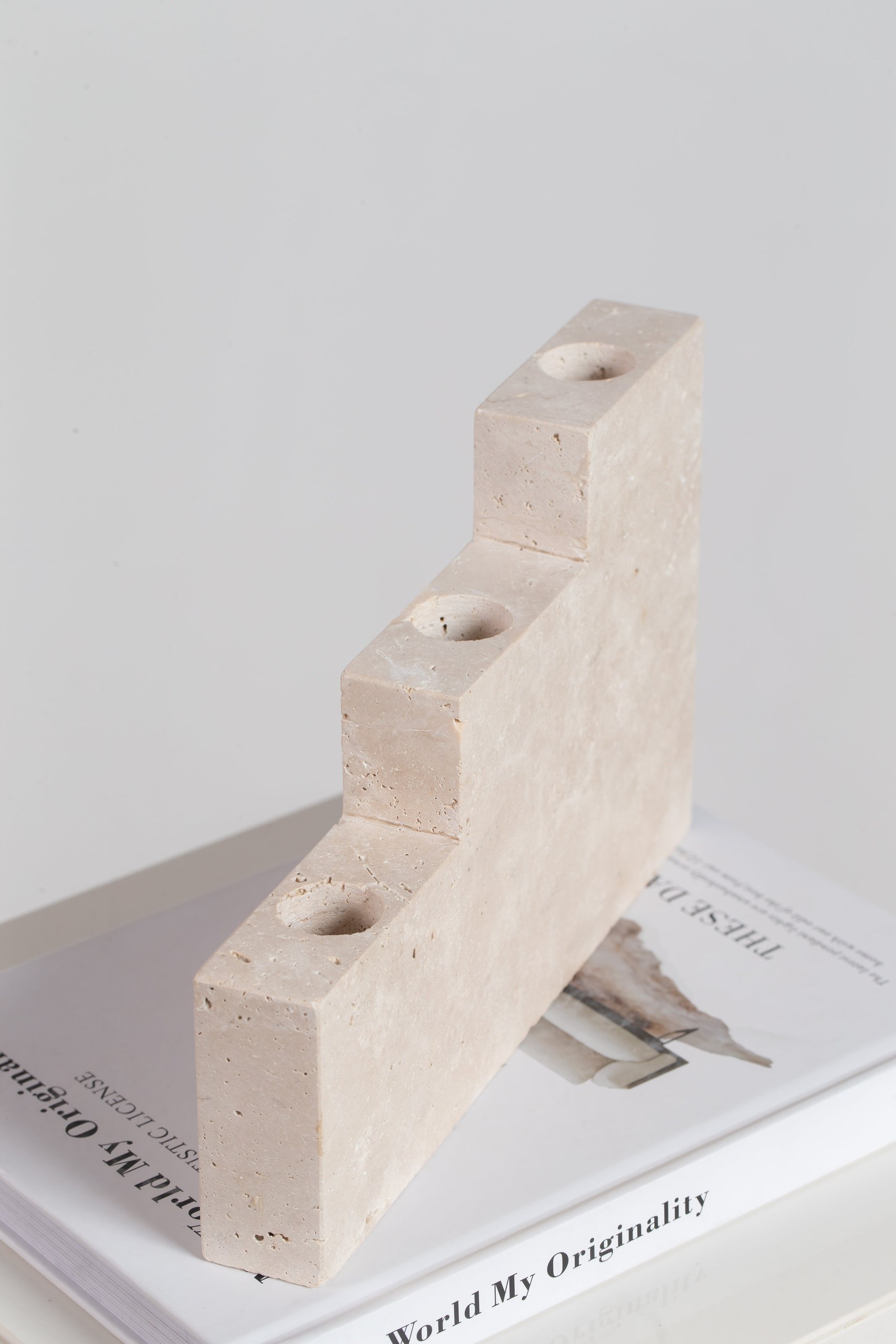 Beige Travertine Candleholders - Image 12