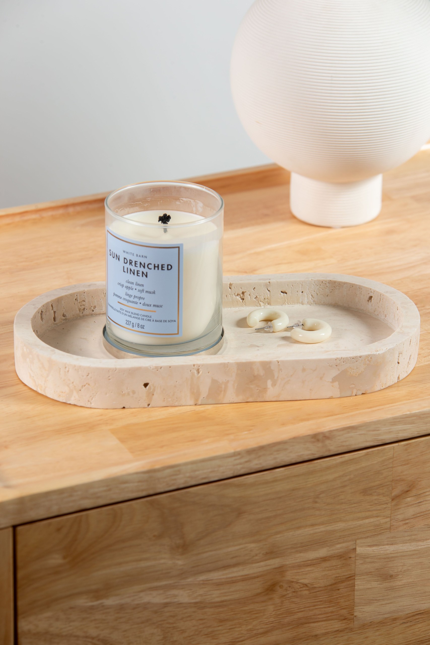Beige Travertine Oval Tray