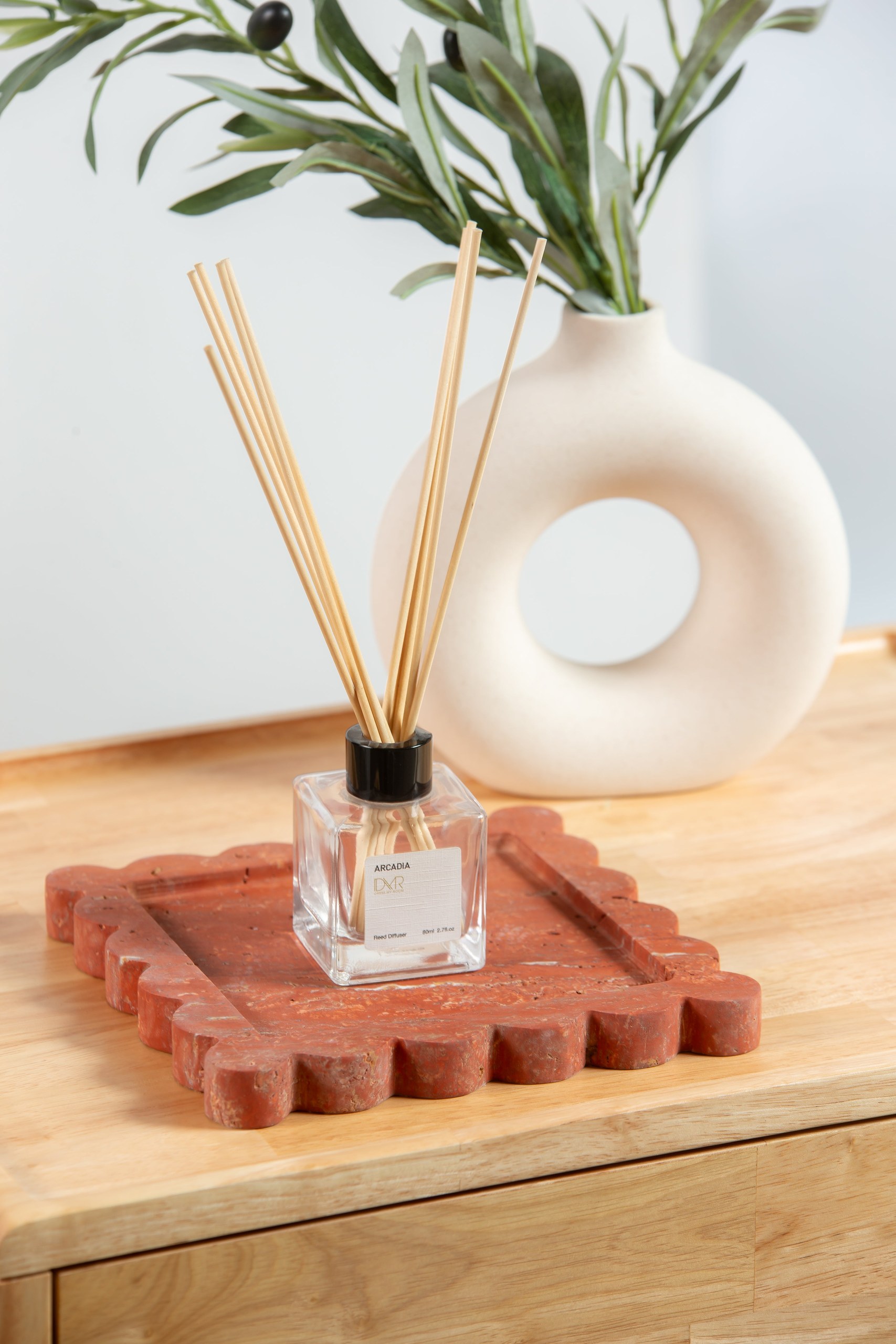 Red Travertine Decorative Tray