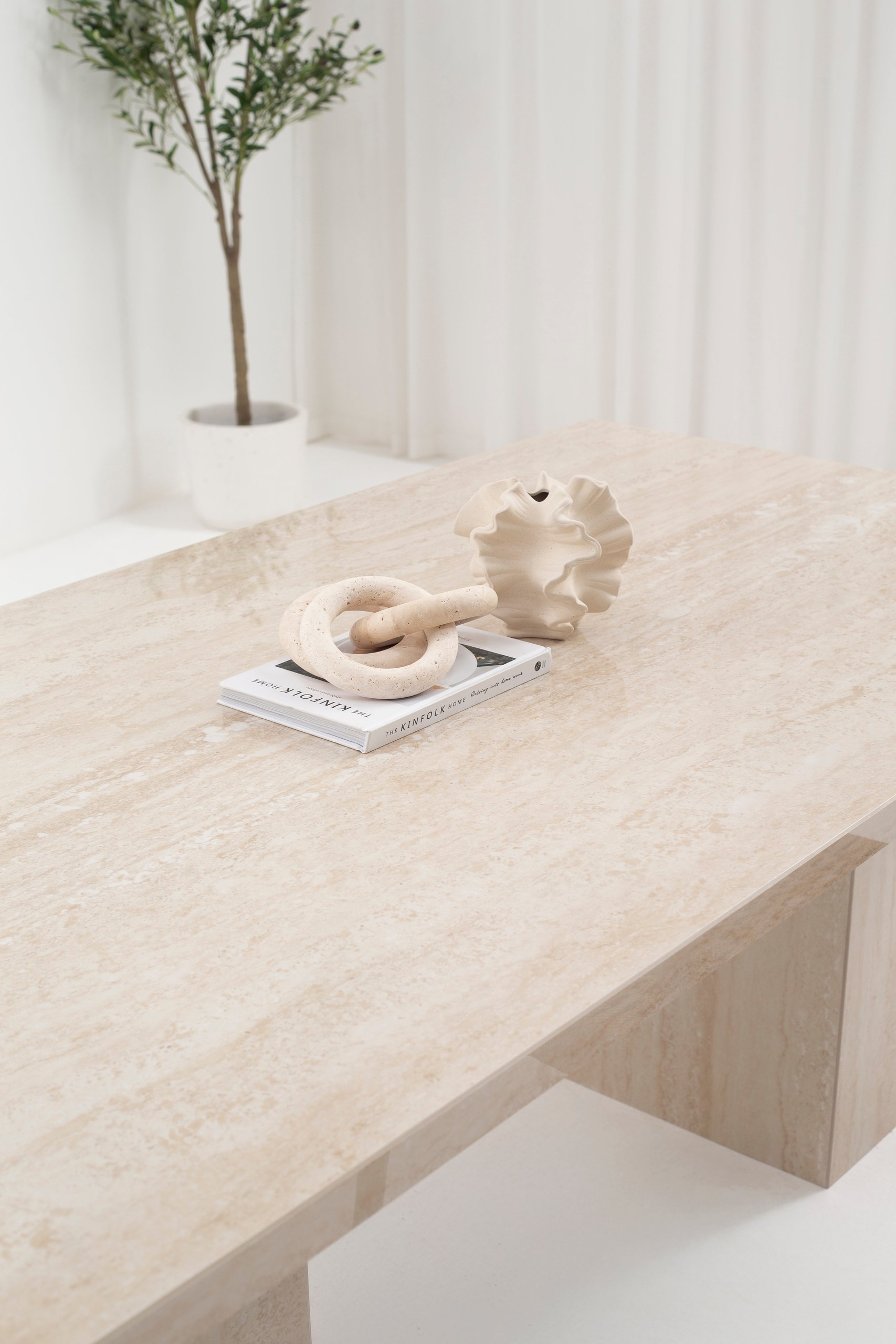 Beige Travertine Three Rings Chain Decor - Image 6