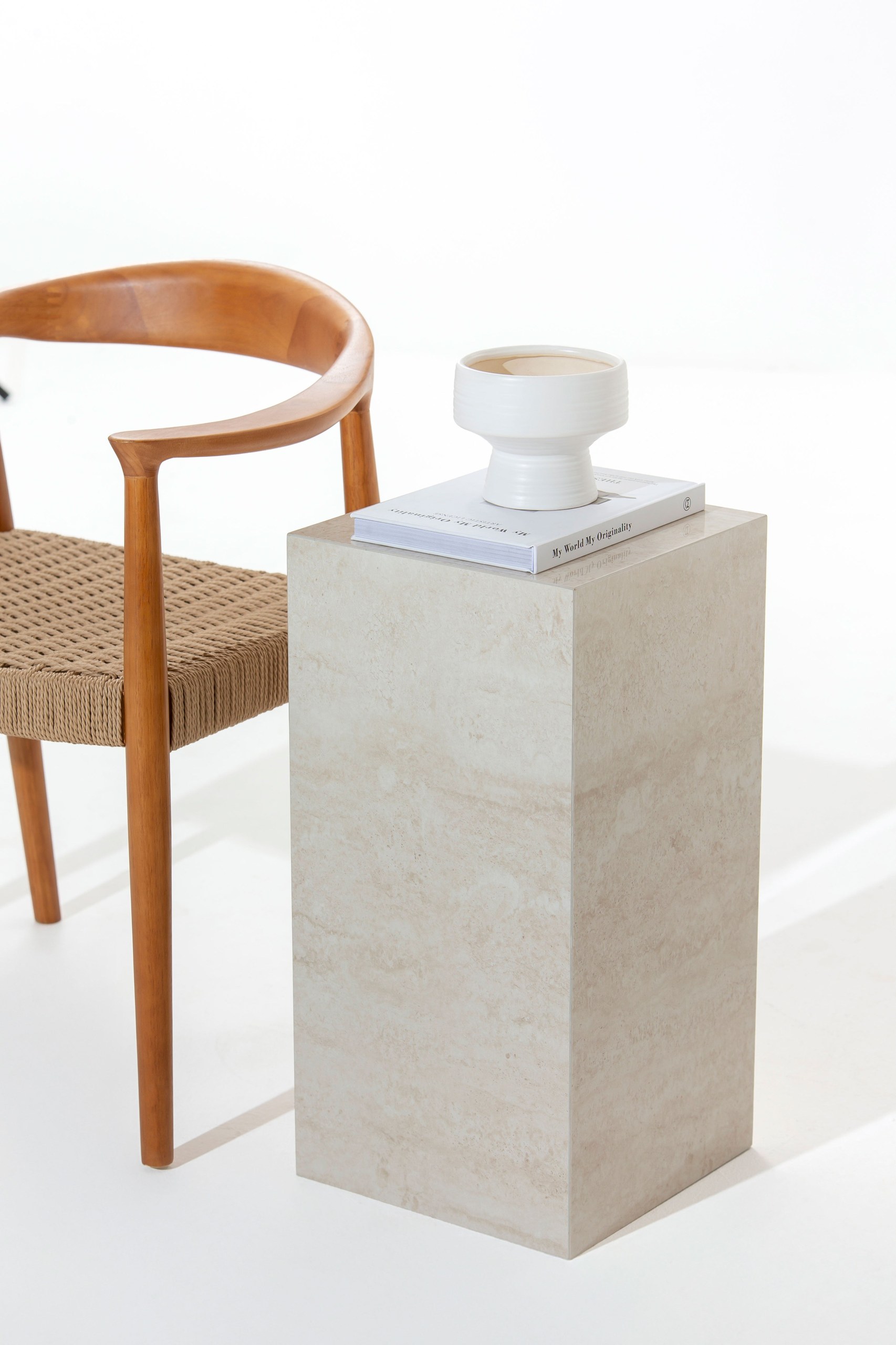 Zelda Travertine Finish Porcelain Plinth
