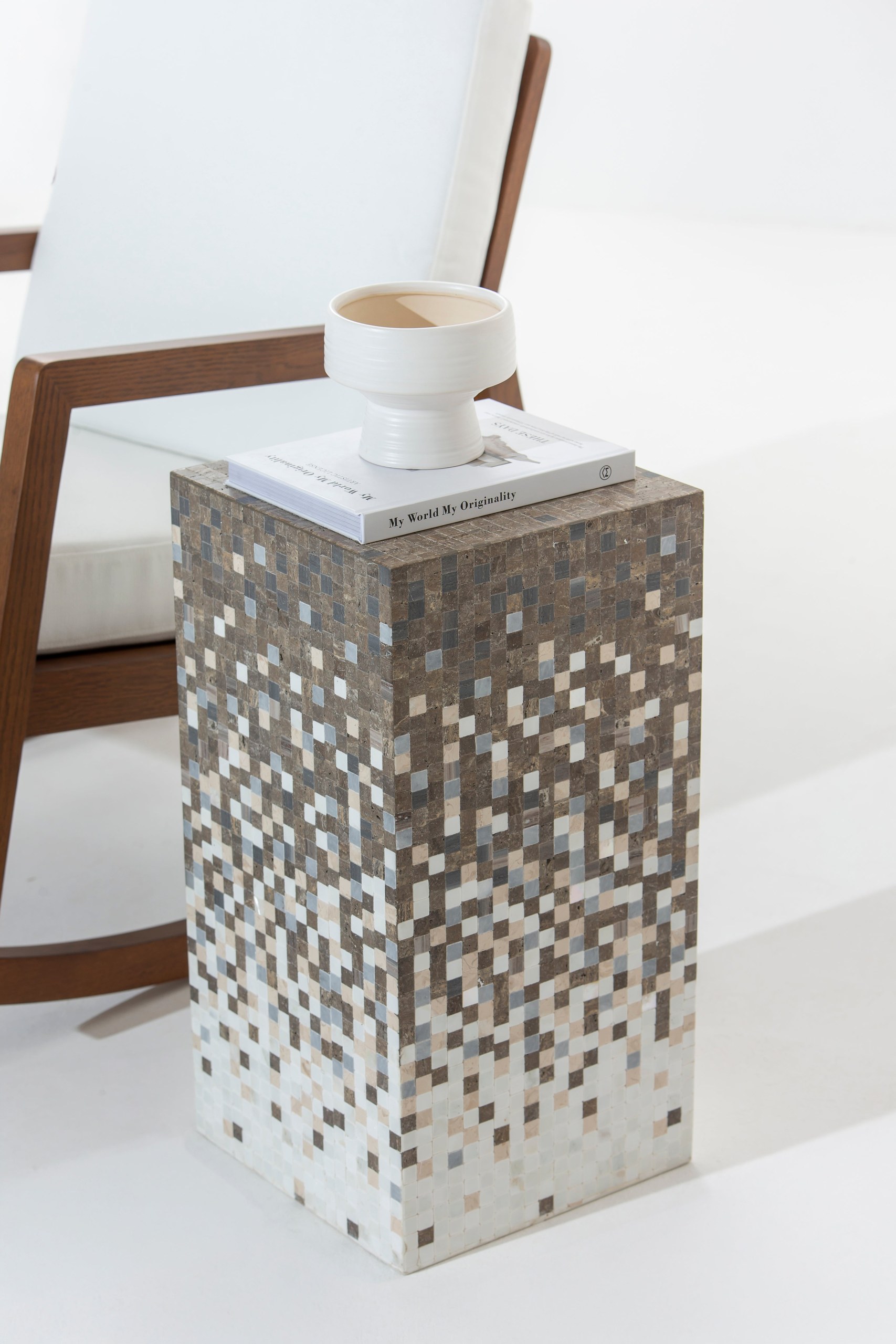 Zelda Earthy Marble Mosaic Plinth