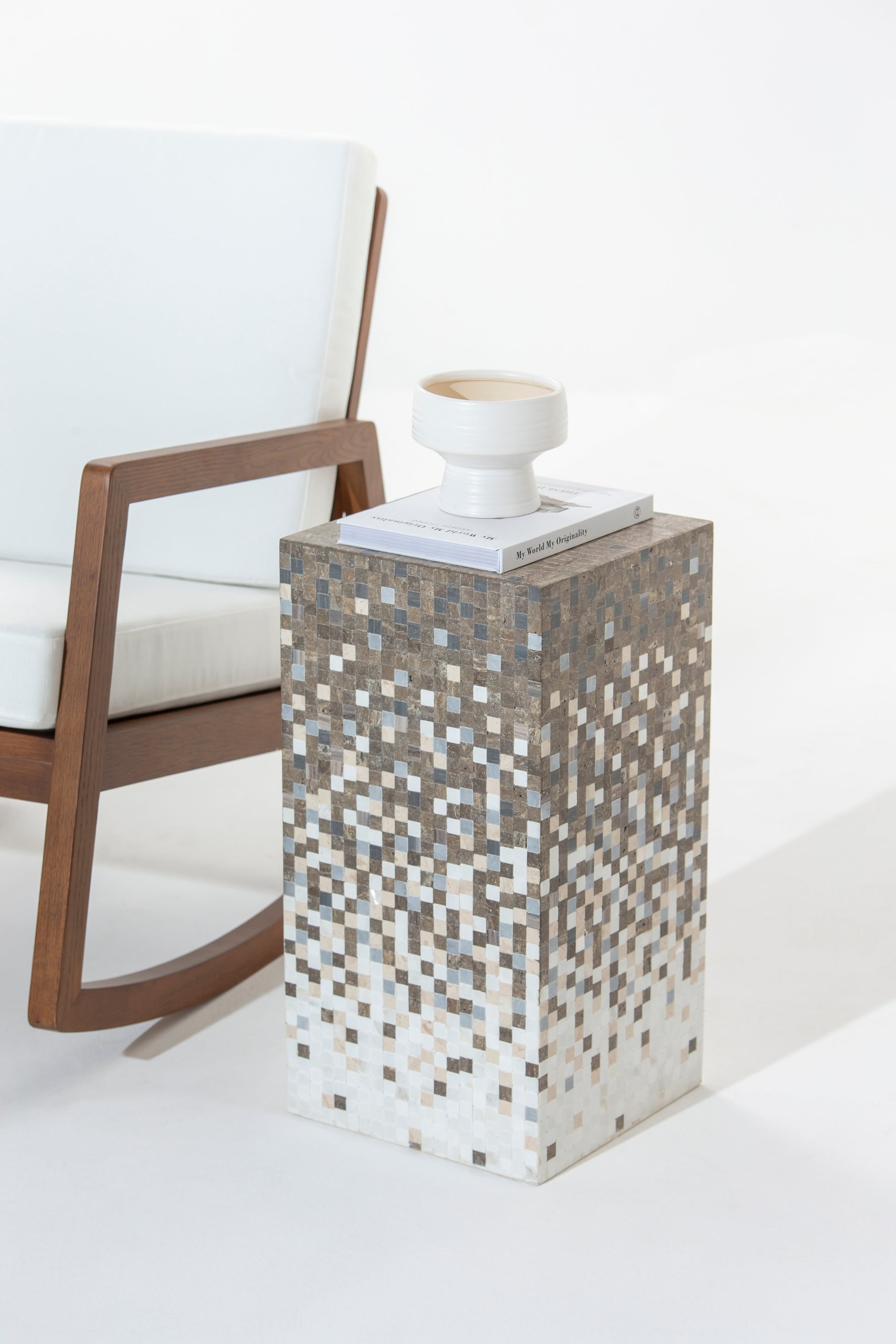 Zelda Earthy Marble Mosaic Plinth - Image 3
