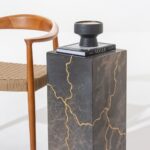 Zelda Engraved Marble Plinth with Gold Vein