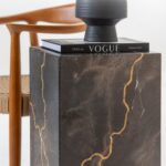 Zelda Engraved Marble Plinth with Gold Vein