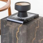 Zelda Engraved Marble Plinth with Gold Vein