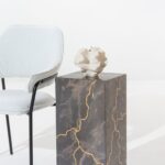 Zelda Engraved Marble Plinth with Gold Vein
