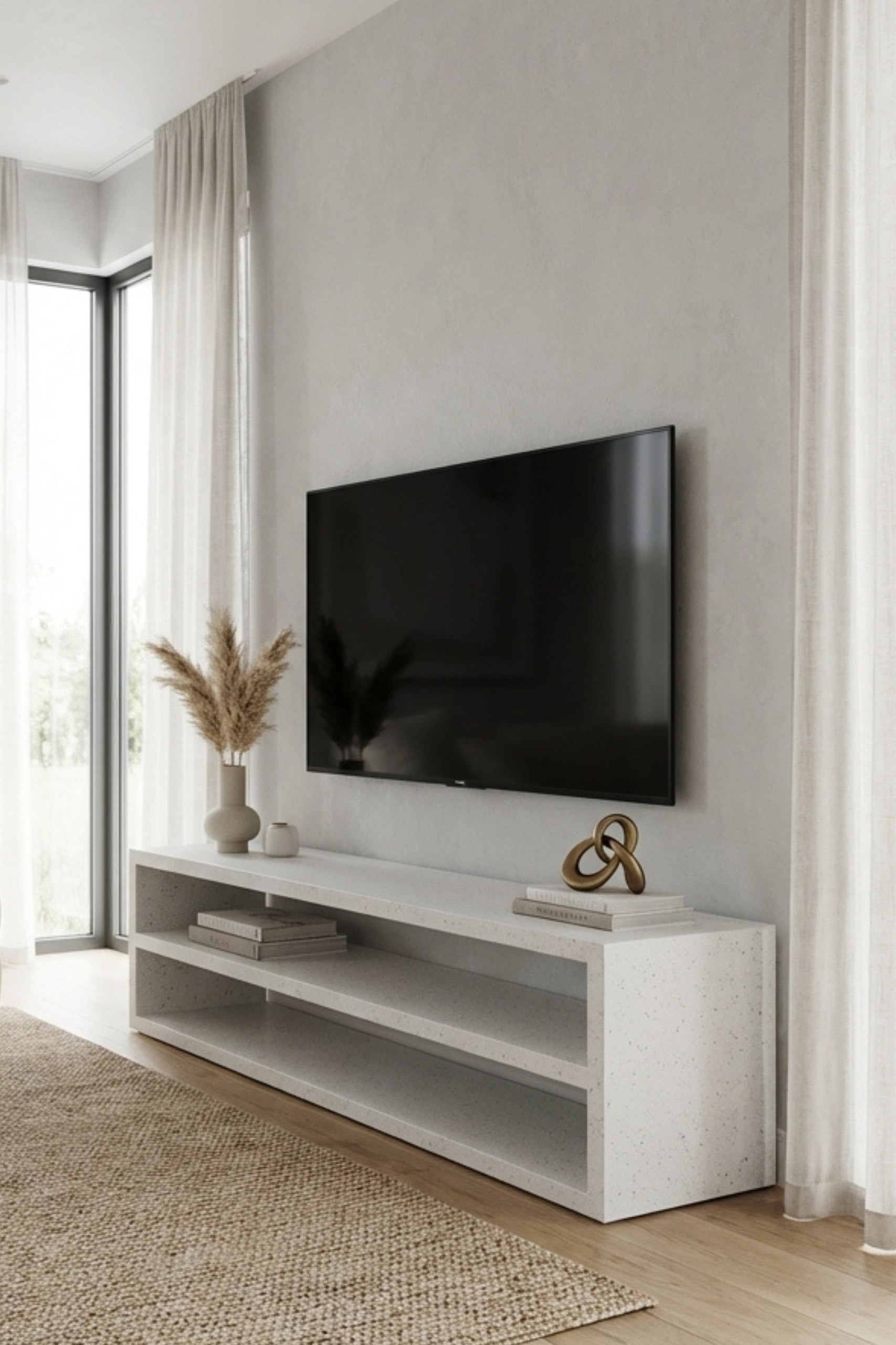 Nysa Off White Speckled Microconcrete TV Unit
