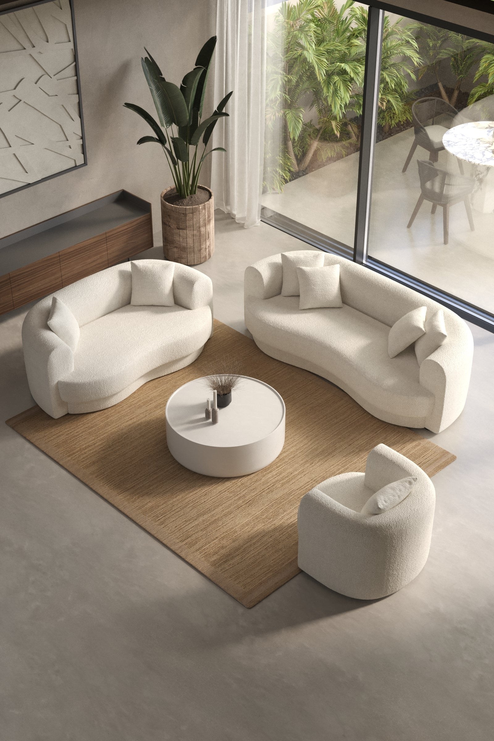 Aella Off White Bouclé 2 Seater Sofa - Image 3