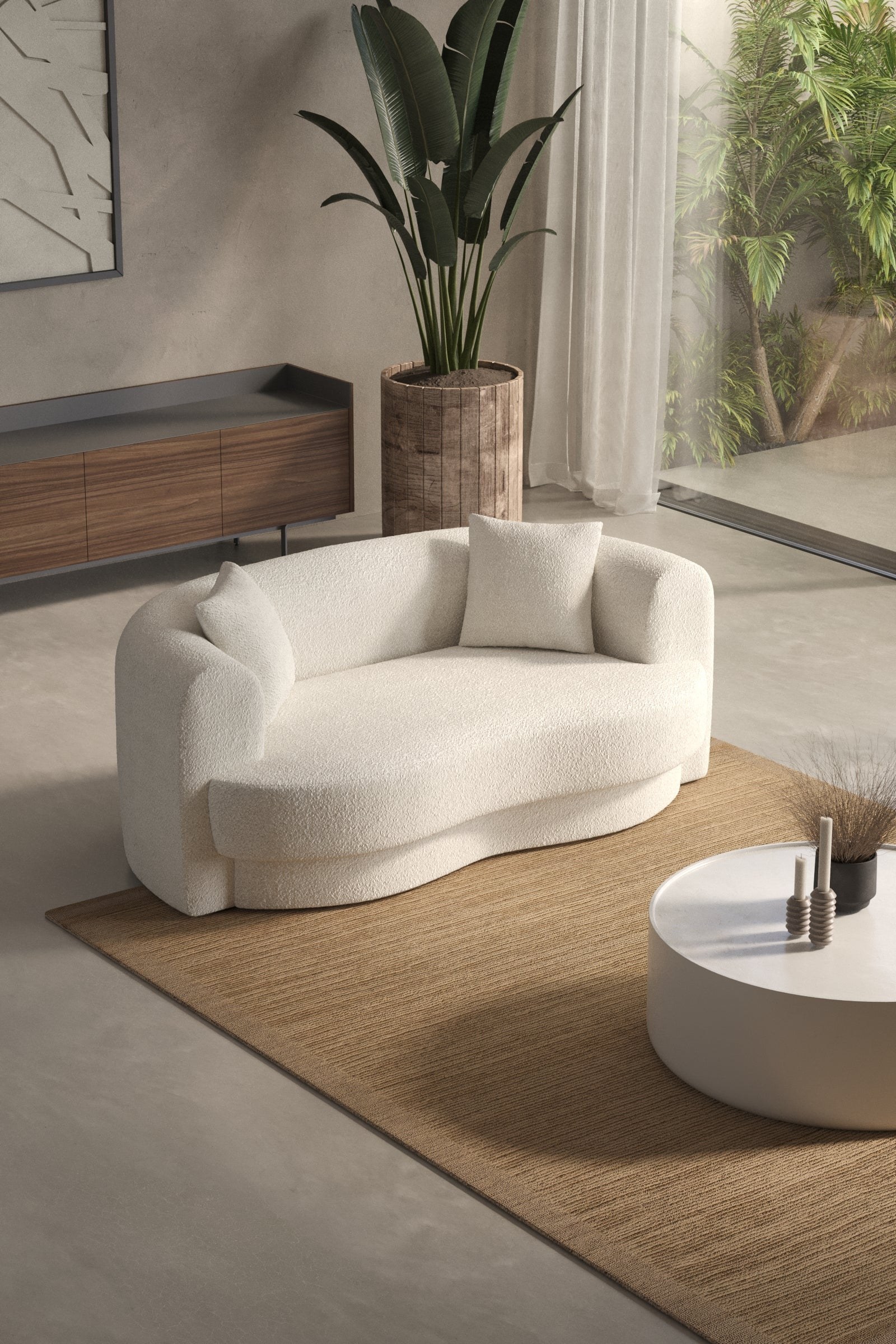 Aella Off White Bouclé 2 Seater Sofa