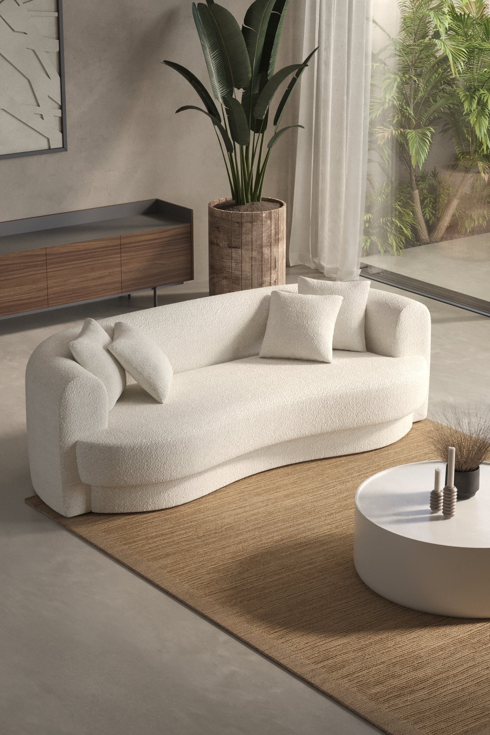 Aella Off White Bouclé 2 Seater Sofa - Image 2