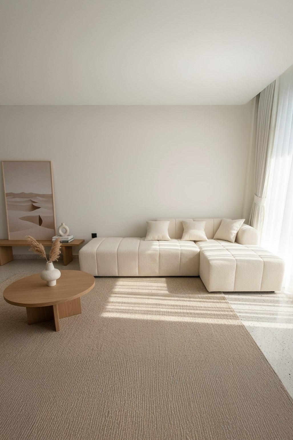 Sorelle Off White 3 Seater Boucle L-Shape Sofa - Image 2