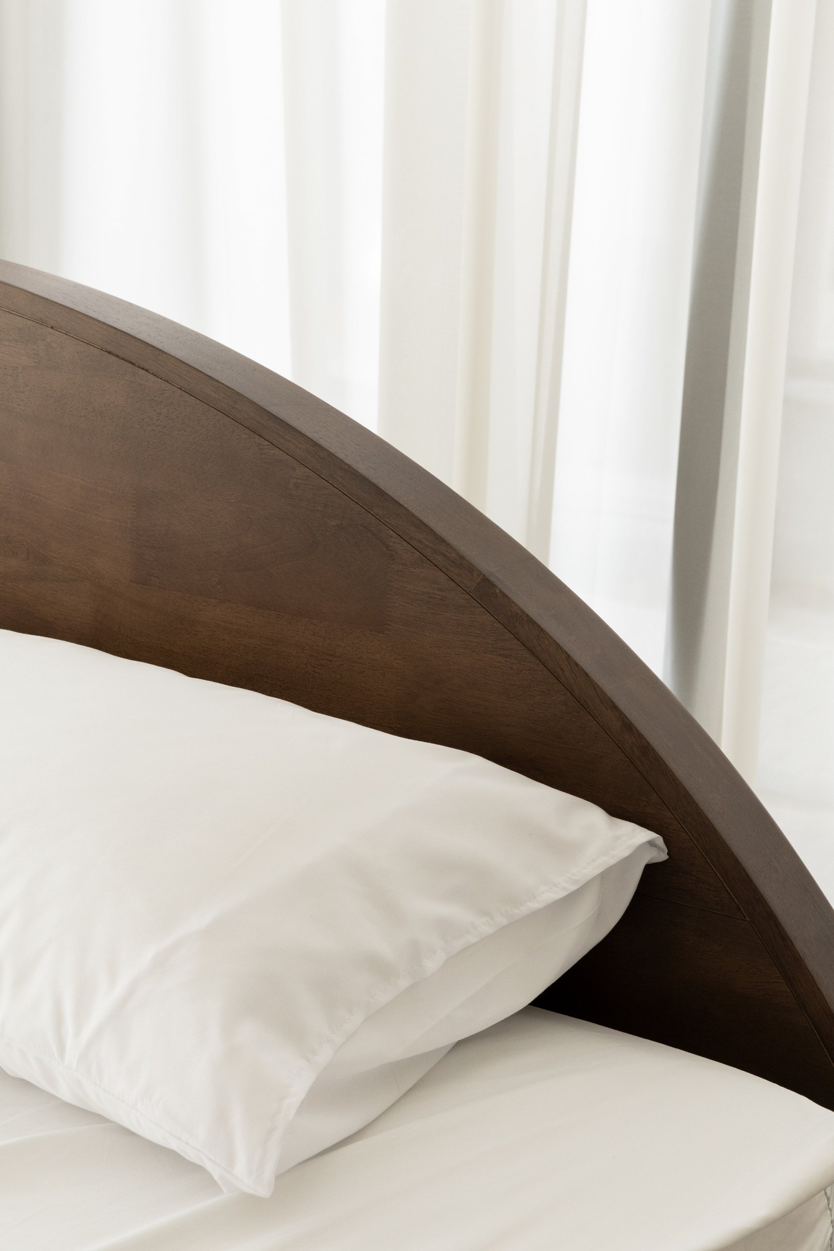 Karen Japanese Joinery Arch Dark Brown Wooden Bed - Image 4