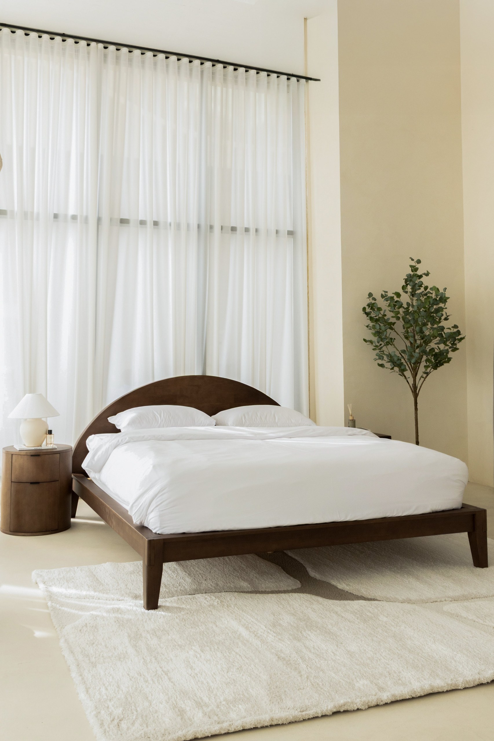 Karen Japanese Joinery Arch Dark Brown Wooden Bed - Image 6