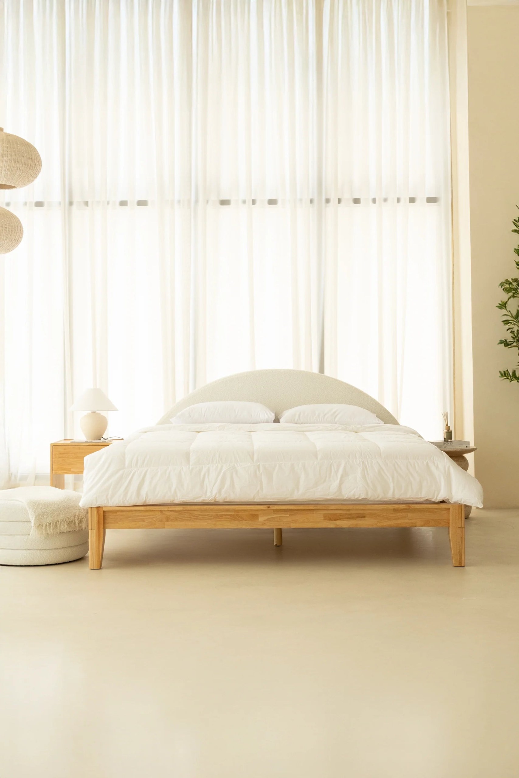 Maron Japanese Joinery Rattan Arch Light Wooden Bed
