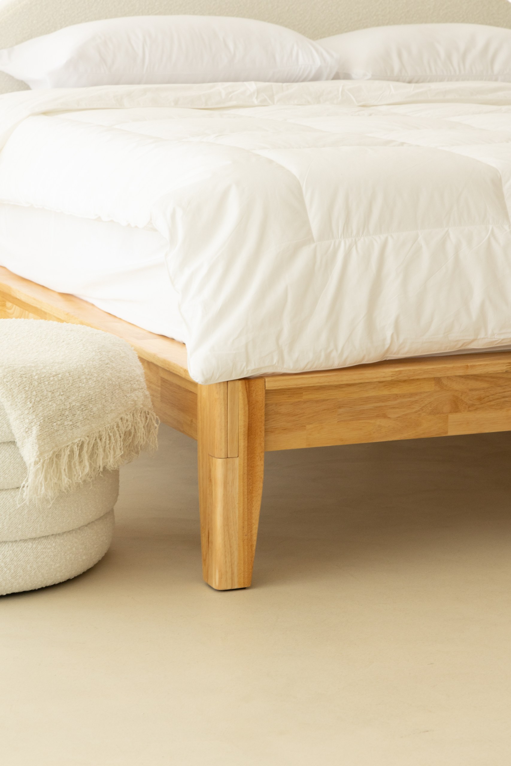 Seiren Japanese Joinery Boucle Arch Light Wooden Bed - Image 6
