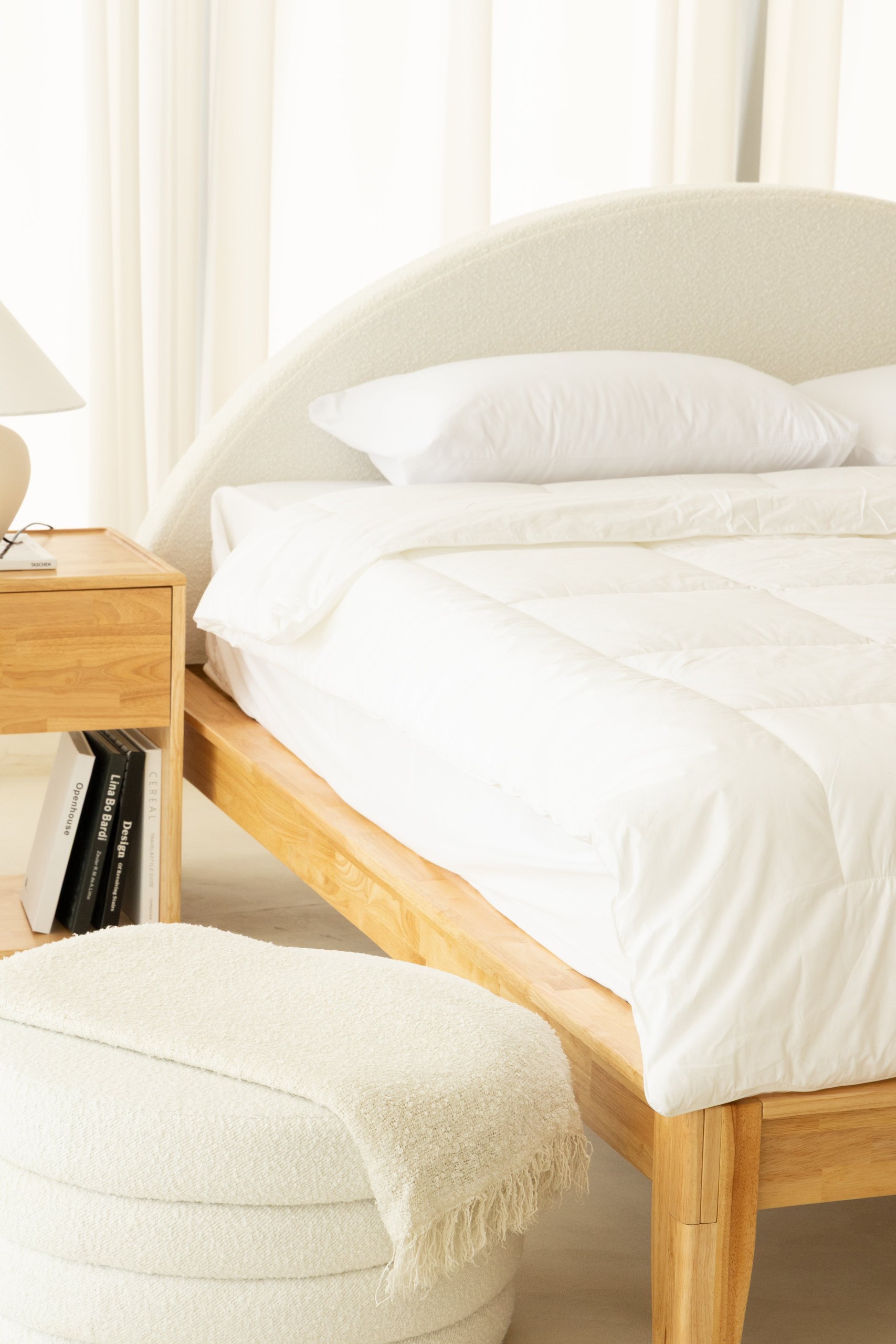 Seiren Japanese Joinery Boucle Arch Light Wooden Bed - Image 7