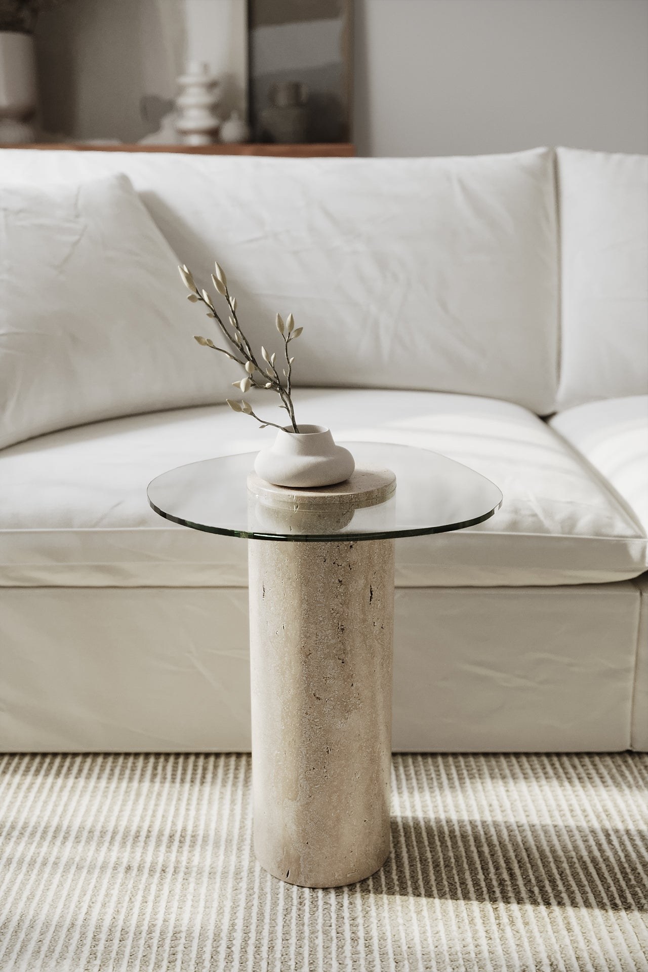 Asteri Travertine Side Table