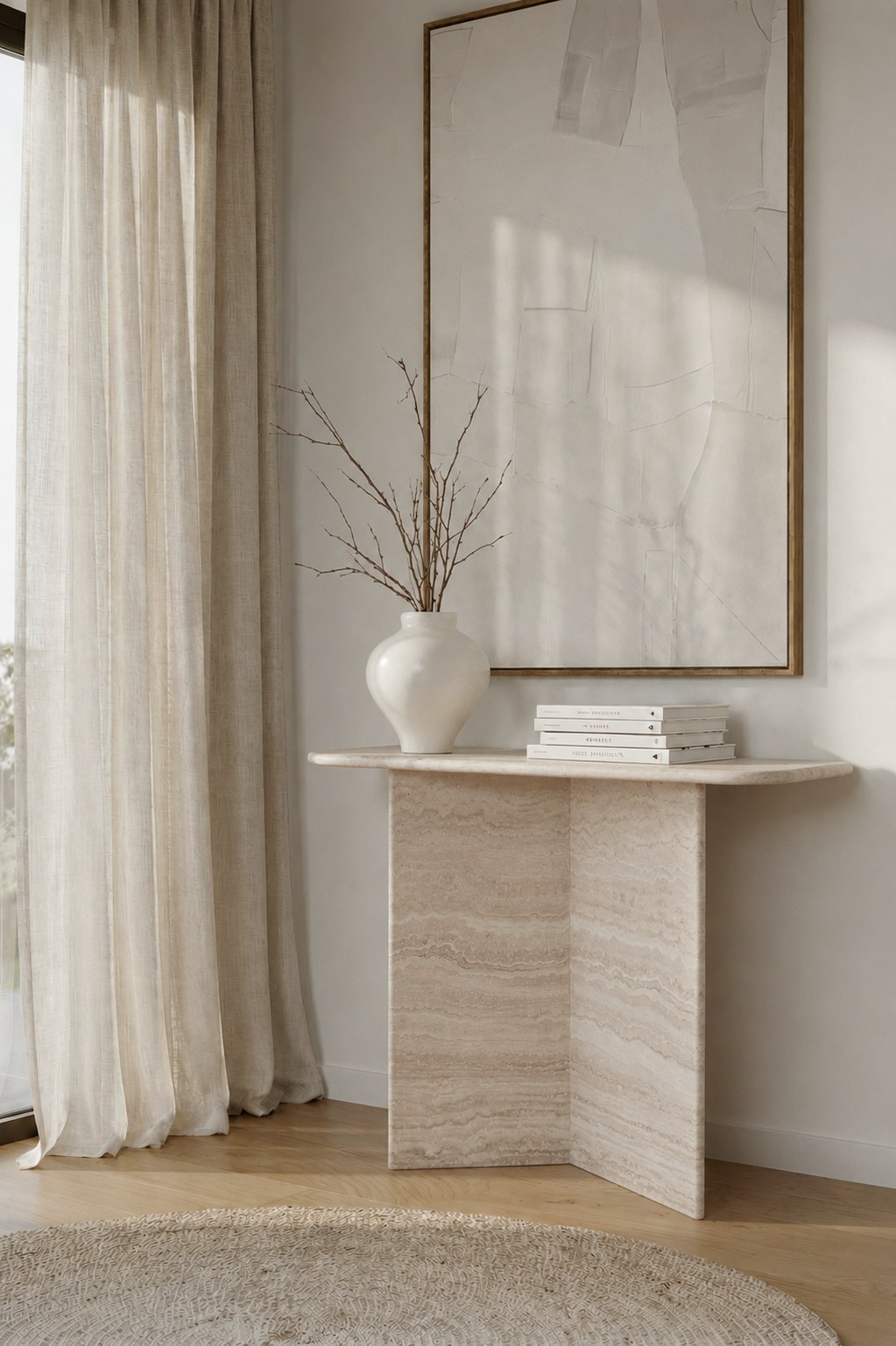 Monaco White Travertine Console Table