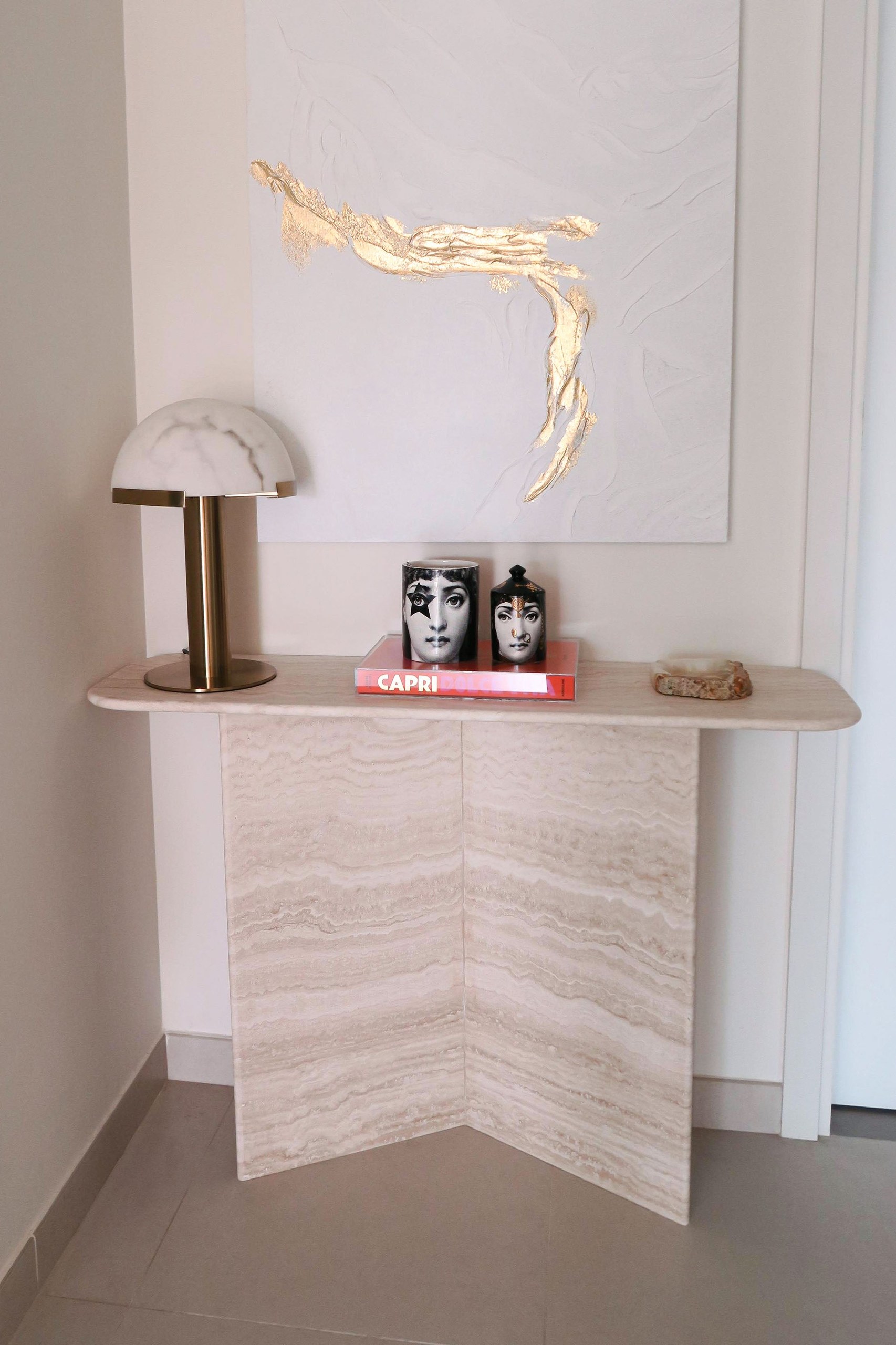 Monaco White Travertine Console Table - Image 2