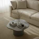 Harlowe Ash Grey Microconcrete Irregular Top Coffee Table