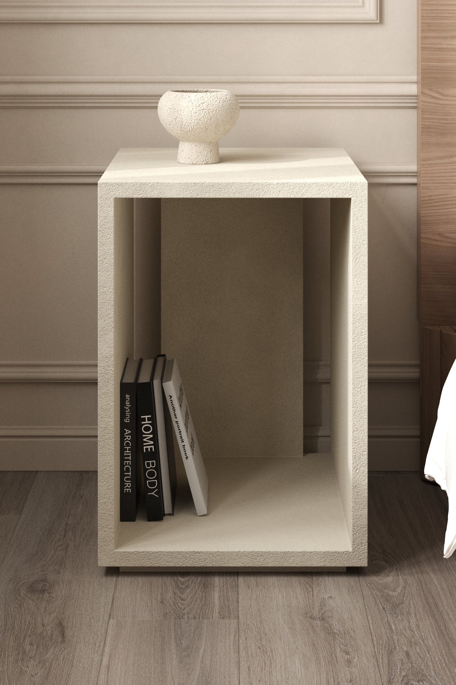 Corvin Light Beige Grit Microconcrete Side Table